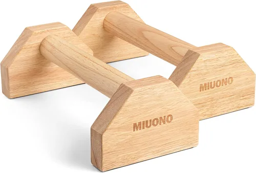 Barra de empuje Parallettes, equipo de calistenia de madera de roble para gimnasio en casa con base antideslizante, asas para entrenamiento de