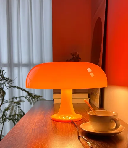 Miniatura 2 de Lámpara de hongo naranja Anykonio, lámpara de mesa moderna de mediados de siglo para dormitorio, lámparas pequeñas de mesita de noche decorativas