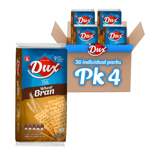 Dux, Galletas de trigo, altas en fibra, disfruta en cualquier momento, 8.82 onzas, 1 caja contiene 4 bolsas, cada una con 9 paquetes individuales y