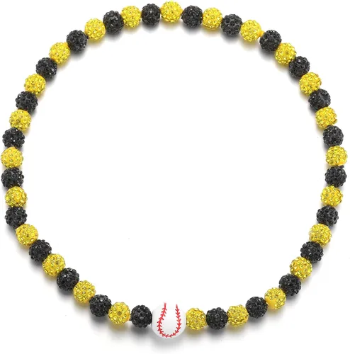 Miniatura 39 de SKQIR Collar de Cuentas de Béisbol para Hombres Bling Accesorios de Goteo de Béisbol con Diamantes de Imitación Brillantes para Hombres Colección