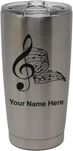 Miniatura 31 de LaserGram Vaso aislado al vacío de 20 onzas, notas musicales, grabado personalizado incluido (negro)