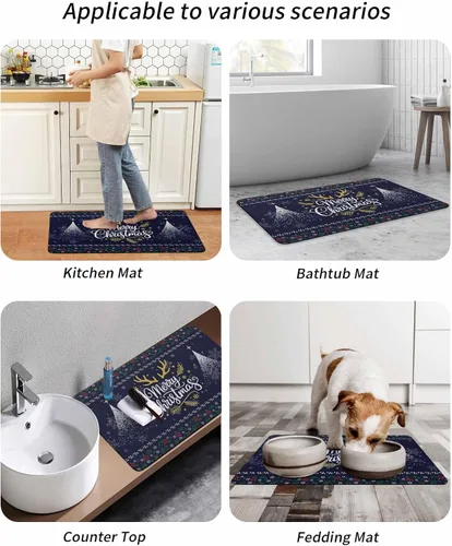Miniatura 9 de Tapete de baño de Navidad para bañera, antideslizante, de secado rápido y absorbente, tierra de diatomeas, fregadero de cocina, ducha, tapete