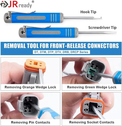 Miniatura 3 de JRready Kit de conectores Deutsch, conector DT de 2 3 4 6 8 12 pines con contactos estampados de tamaño 16 (18-14AWG)