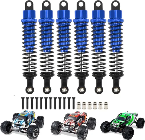 RCAWD Amortiguador para mejoras LAEGENDARY 1/10, piezas de aluminio de 3.150 in, amortiguador de choques RC delantero y trasero, 6 unidades, azul