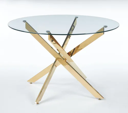 Miniatura 21 de Juego de mesa de comedor de vidrio de 47.24 pulgadas para 6, juego de mesa redonda dorada de 7 piezas con 6 sillas tapizadas de terciopelo, mesa
