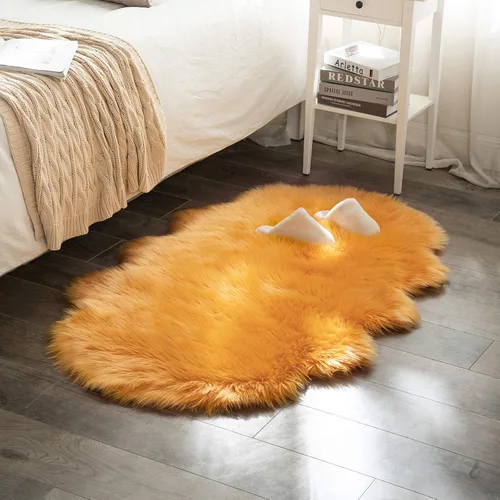 Miniatura 25 de MIULEE Alfombra de Piel de Oveja Sintética de 3 x 5 Pies, Alfombras de Área Mullidas de Lujo - Alfombra Decorativa Shag Súper Suave para Dormitorio