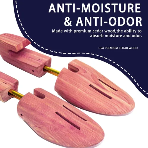 Miniatura 2 de Paquete de 2 árboles de zapatos para hombres, camilla de zapatos de madera para hombre, árboles de zapatos de cedro, árboles de zapatos ajustables