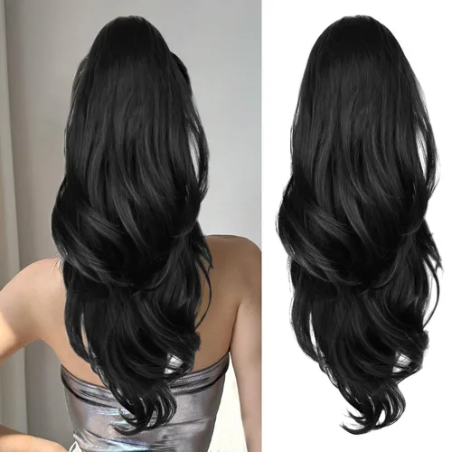 Miniatura 24 de Extensión de cola de caballo rubio, extensión de cola de caballo con cordón de 20 pulgadas para mujeres, extensiones de cabello de cola de caballo