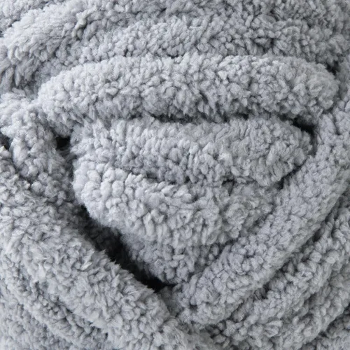 Miniatura 7 de HOMBYS Hilo de Chenilla Gris Grueso para Tejer a Mano, Hilo Jumbo Suave y Esponjoso para Crochet, Hilo Súper Voluminoso Grande para Manta Gruesa