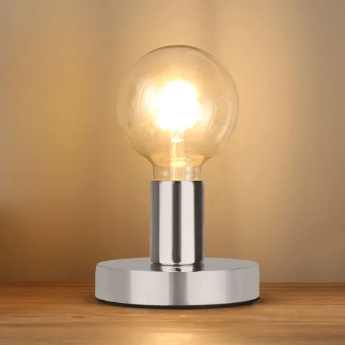 Base de lámpara de mesa industrial Helunsi, base de lámpara E26 E27 plateada sin pantalla, base de lámpara de escritorio corta expuesta, soporte de