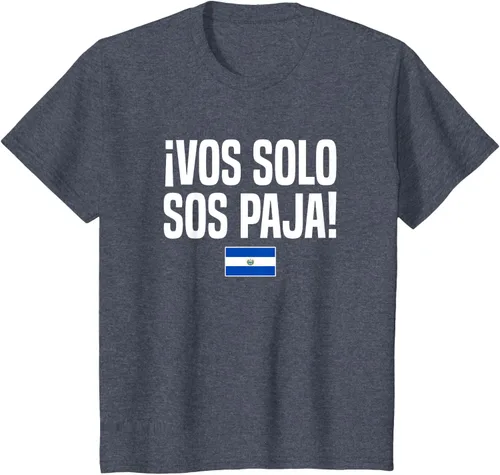 Miniatura 65 de Camiseta Vos Solo Sos Paja Salvadoran Slang Bandera de El Salvador, Negro