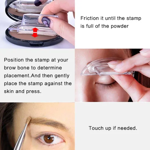 Miniatura 3 de Sello de cejas en polvo perfecto para cejas, tres sellos, polvo de cejas natural, forma delicada con cepillo para cejas (negro gris)