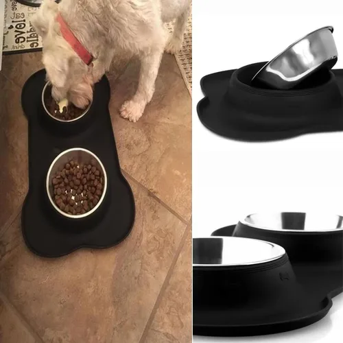 Miniatura 6 de AsFrost Cuencos para comida de perro de acero inoxidable Cuencos para mascotas y cuencos para agua de perro sin derrames ni deslizamiento, cuencos