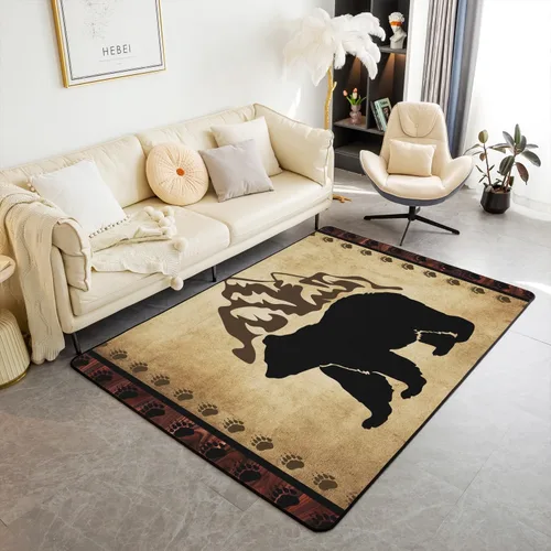 Miniatura 8 de jejeloiu Alfombras de ciervo para sala de estar, dormitorio, niños, alfombra decorativa de animales salvajes, 4 x 5, naturaleza, vida silvestre