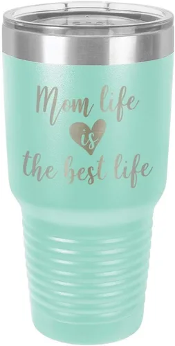 Miniatura 21 de Vaso grabado con texto en inglés "MOM LIFE IS THE BEST LIFE Engraved 30oz" grabado con láser en polvo de acero con revestimiento de polvo taza