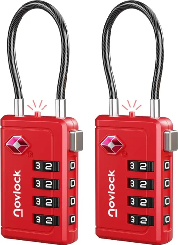 Miniatura 17 de Cerradura de equipaje aprobada por la TSA Indicador de inspección, combinación de 4 dígitos, aleación de zinc duradera para maletas, mochilas