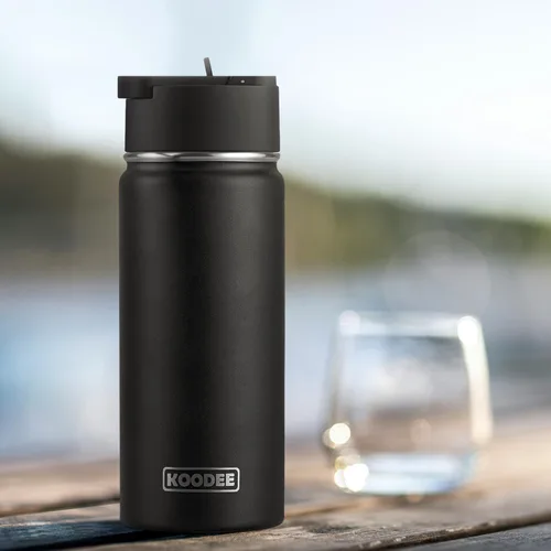 Miniatura 6 de koodee Botella de agua de acero inoxidable de 16 onzas con aislamiento al vacío de doble pared con pajilla, paquete de 2 botellas de agua deportivas