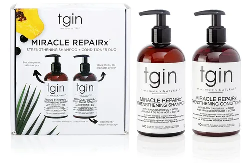 Miniatura 3 de tgin Miracle RepaiRx Champú y acondicionador fortalecedor para cabello rizado, rizado y ondulado, con biotina y aceite de ricino negro, repara