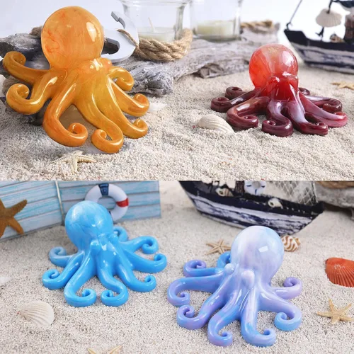 Miniatura 6 de Moldes de resina de pulpo de silicona, lindos moldes epoxi de pulpo, molde de silicona 3D de animales grandes para fundición de resina, colgar