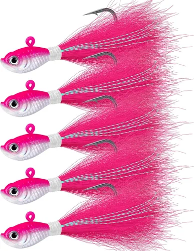 Miniatura 10 de Alwonder Paquete de 5 plantillas de cola de cubo para el cabello, señuelos de pesca de agua salada, pesca de agua dulce, señuelos de pesca de surf