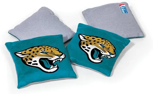 Bolsas de maíz NFL Pro Football Jacksonville Jaguars de doble cara de Wild Sports, paquete de 4 - Bolsas de lanzamiento premium para juegos de