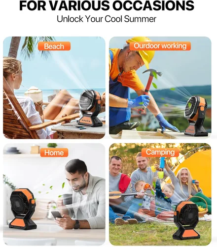 Miniatura 8 de Ventilador recargable portátil para tiendas de campaña, 20000 mAh, funciona con pilas, luces de campamento con gancho remoto, 4 temporizadores/4