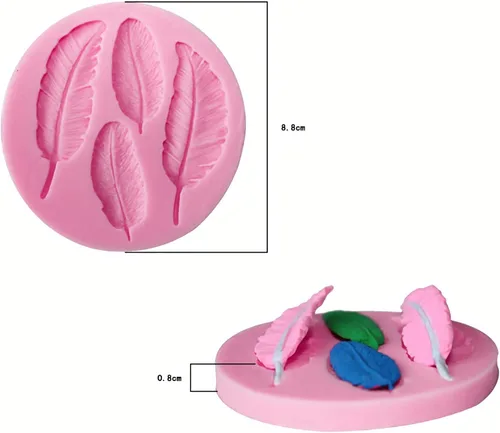 Miniatura 6 de 2 moldes de silicona rosa para plumas, moldes de silicona para hornear 3D para cupcakes, fondant, chocolate, pudín, jabón, cubitos de hielo