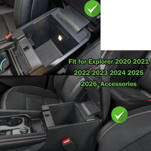 Miniatura 2 de Bandeja organizadora de consola central compatible con Ford Explorer 2020-2023 2024 2025 2026, maximiza el espacio, fácil instalación, acceso al Rojo