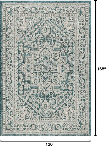 Miniatura 144 de Eyely BMS101D-28 - Alfombra de pasillo con textura de medallón de Santa Mónica Slesi, para interiores y exteriores, estilo costero, bohemio, Gris