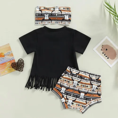Miniatura 146 de TheFound Trajes de verano para niñas pequeñas, sin mangas, de punto acanalado, halter, pantalones cortos, ropa para recién nacidos, conjunto de 3