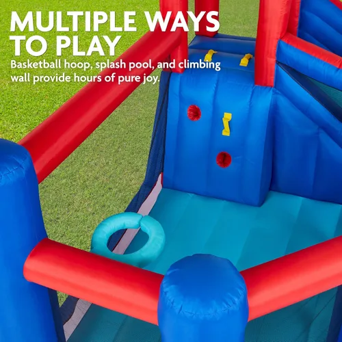 Miniatura 6 de Sunny & Fun Big Time Bounce-A-Round - Parque inflable de tobogán acuático – Resistente para diversión al aire libre – Pared de escalada, tobogán
