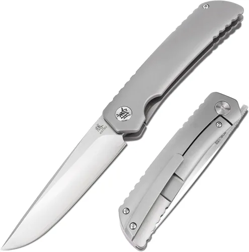 Miniatura 9 de KATSU Navaja de bolsillo plegable para hombres, navaja de bolsillo de 3.5'' hoja de acero D2 mango G10, navajas de bolsillo con funda de cuero