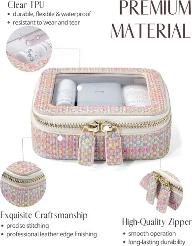 Miniatura 2 de Popvibe Pequeña bolsa de cosméticos para bolso, mini bolsa de maquillaje, pequeña bolsa transparente, bonita funda de maquillaje de cuero