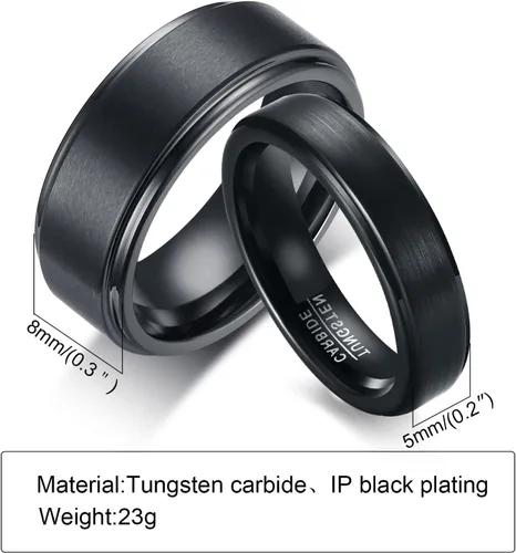 Miniatura 2 de Personalized Couple Rings for him Her,Custom Engrave Name Stainless SteelTungsten His and Her Matching Promise Wedding Ring Set for Men Women bf gf