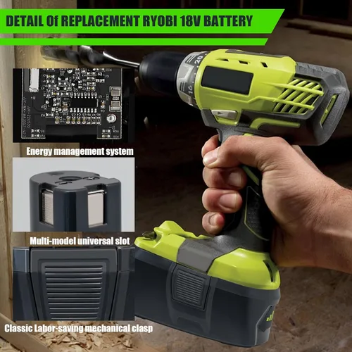 Miniatura 5 de Paquete de 2 baterías de repuesto de 8.0Ah para Ryobi 18 V batería de litio compatible con herramientas inalámbricas Ryobi 18 Volt ONE+ Plus P107