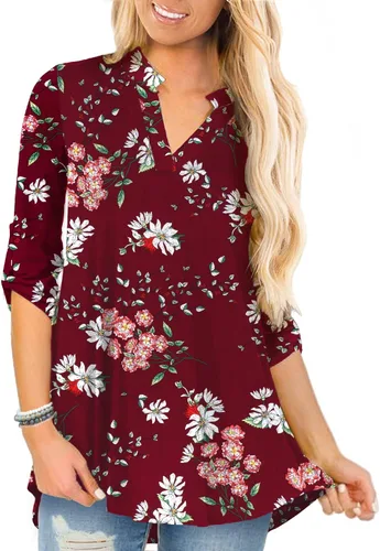 Miniatura 5 de a.Jesdani - Blusas de manga 34 que se enrollan, con cuello en V, diseño tipo túnica, talla extragrande para mujer