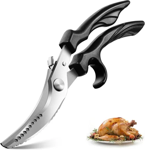 PURPLEBIRD Tijeras de cocina multiusos, tijeras de acero inoxidable para aves de corral, aptas para lavavajillas, tijeras de cocina resistentes para