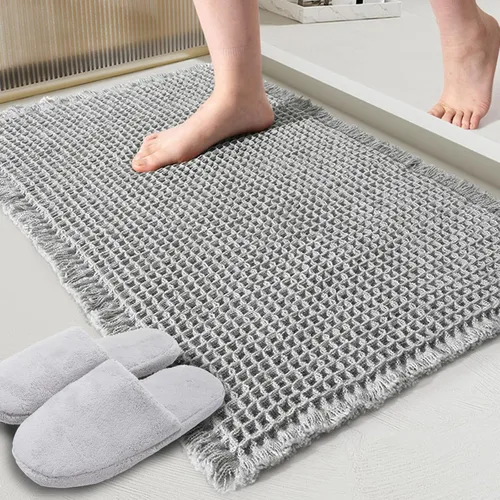 Miniatura 14 de ZALL - Tapete de baño de punto gofre beige, súper absorbente, antideslizante, color crema, 18 x 30 pulgadas, lavable a máquina, ultra suave