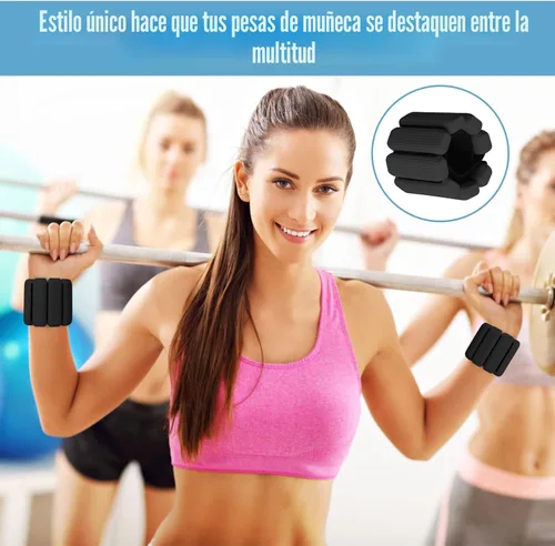 Miniatura 2 de Juego de 2 pesas para muñeca, pesas de tobillo y muñeca para mujeres y hombres, brazaletes con peso de silicona ajustables para brazos y piernas