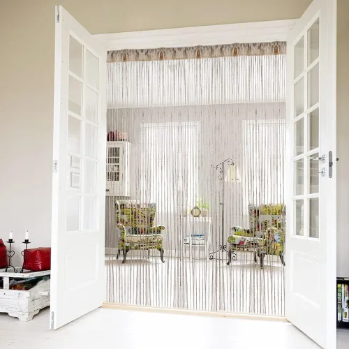 Miniatura 5 de Cortina de Cuerdas para Puerta, Panel de Pared con Flecos para Ventana Persiana Divisor de Habitación, Pantalla Decorativa con Borlas para Hogar