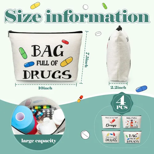 Miniatura 2 de Hillban 4 unidades de regalo de graduación para enfermera, bolsas divertidas para medicina, regalos de semana de CNA, bolsas de maquillaje