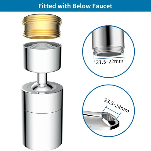 Miniatura 7 de Hibbent - Aireador de grifo certificado por NSF/ANSI/CAN 61, aireador para fregadero de cocina, certificación CUPC de 2 caudales, extensor de grifo