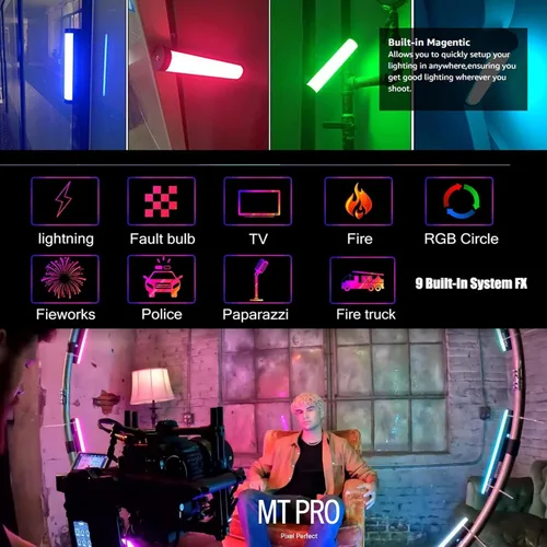 Miniatura 9 de Aputure MT Pro RGB Light Wand Stick 7.5W CCT de 2000K -10000K Salida Pixel-Mappable RGBWW Mini LED Tubo Luz Soporte Sidus Link Bluetooth App Control