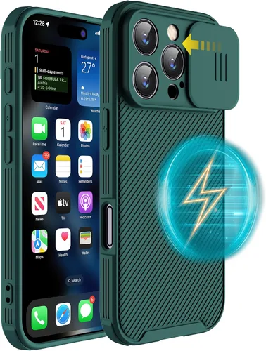 Miniatura 17 de Funda magnética para iPhone 16 Pro Max, funda protectora de cámara para iPhone 16 Pro Max [compatible con carga MagSafe] con cubierta deslizante