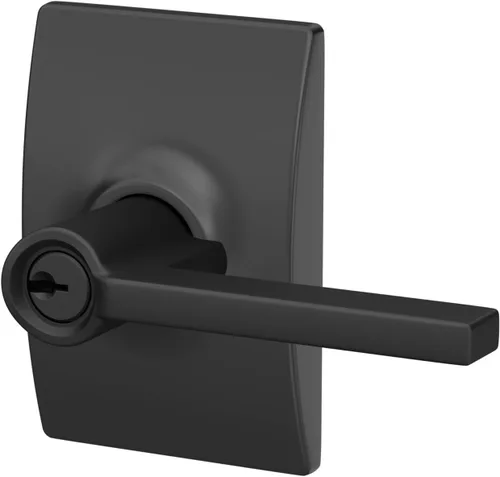 Miniatura 8 de Schlage F51A LAT 622 CEN Latitude - Manilla de puerta con moldura Century, cerradura de entrada con llave, color negro mate