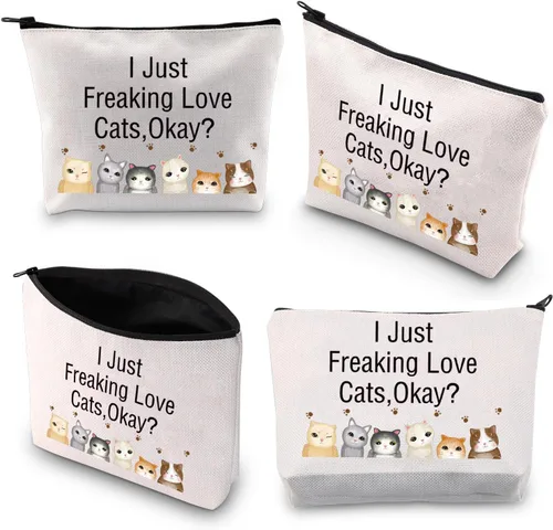 Miniatura 7 de BDPWSS Bolsas de maquillaje para amantes de los gatos, regalo para mamá, bolsa de viaje Crazy Cat Lady Bolsa de viaje para dueño de gatos, regalo