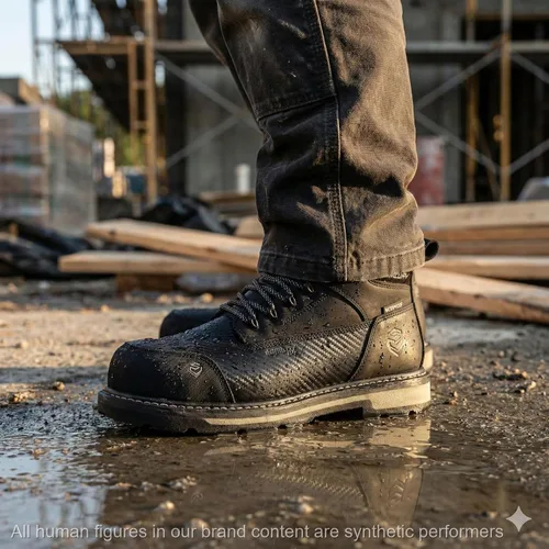 Miniatura 3 de SUREWAY Botas de trabajo para hombre de 6 pulgadas, impermeables, suaves/compuestas, cuero de caballo loco resistente, con cordones antideslizantes