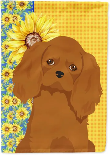 Miniatura 371 de Caroline's Treasures WDK5331CHF - Bandera de verano con diseño de girasoles rojos y blancos, manga grande, para porche, para colgar en la pared