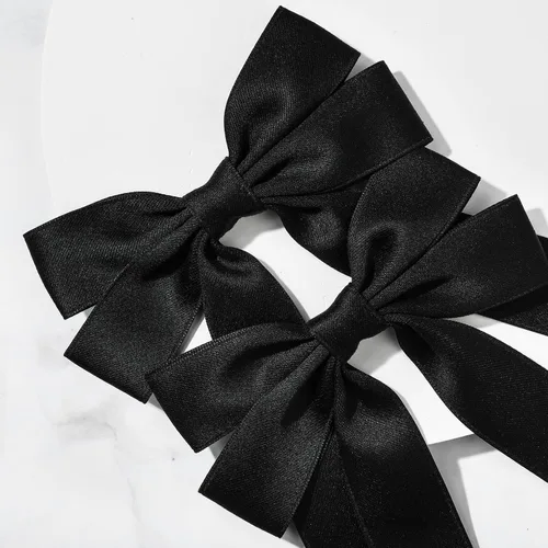 Miniatura 6 de Lazos de satén sedoso y pinzas de cocodrilo, soportes para cola de caballo de cinta negra, accesorios para el cabello para mujeres, niñas, niños