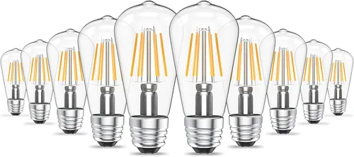 Miniatura 10 de Ralbay Bombillas LED Edison ST48 vintage equivalentes a 60 vatios, paquete de 6, luz blanca natural brillante de 4500 K, bombillas de filamento LED